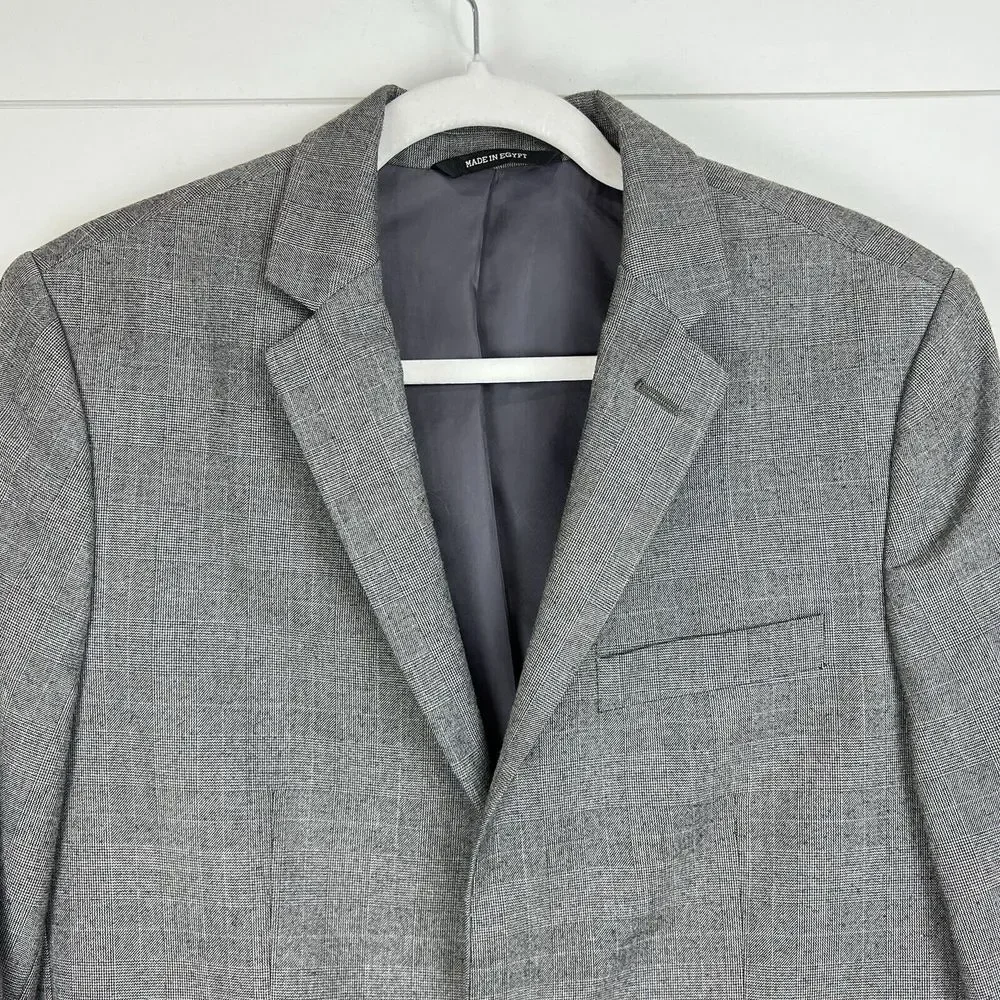 Banana Republic Blazer Jacket Glen Charcoal Men 38R Tailored‎ Slim
